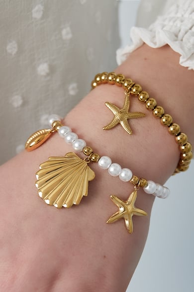 Pearl bracelet with sea charms - Gold color h5 Picture2